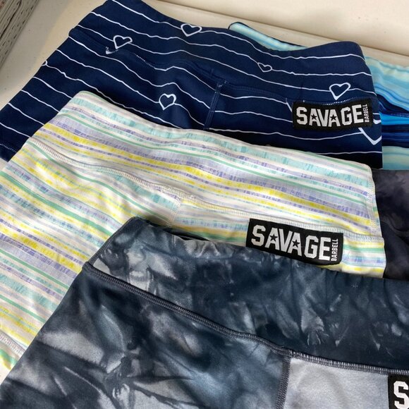Savage Barbell Booty Shorts Womens Small Bundle or 5 Tie Dye Striped Hearts - Picture 3 of 5